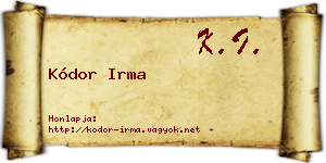 Kódor Irma névjegykártya