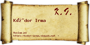 Kódor Irma névjegykártya