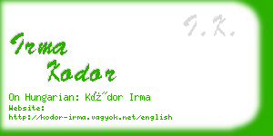 irma kodor business card